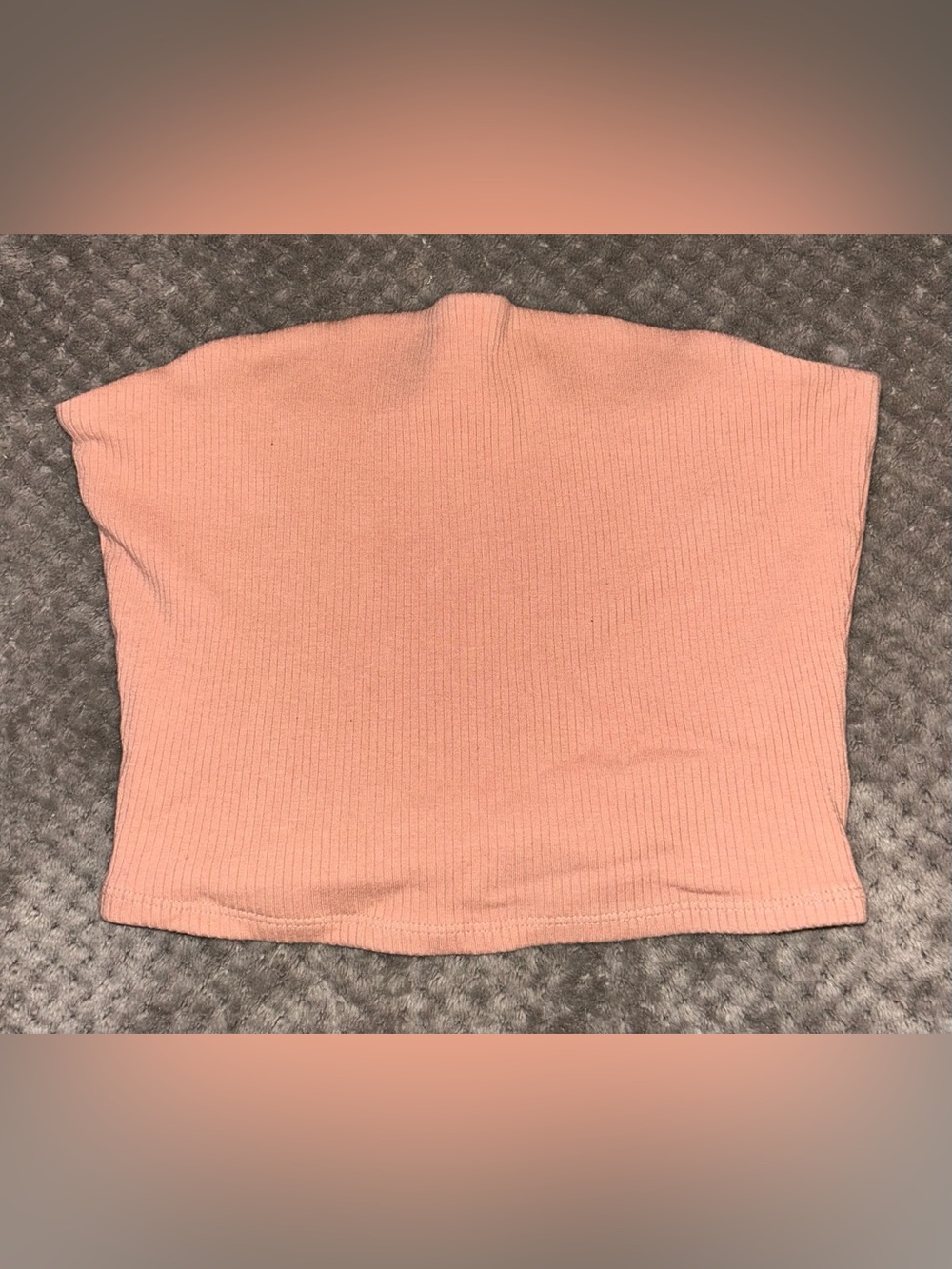 Garage Peach Ribbed Bandeau Cropped Top